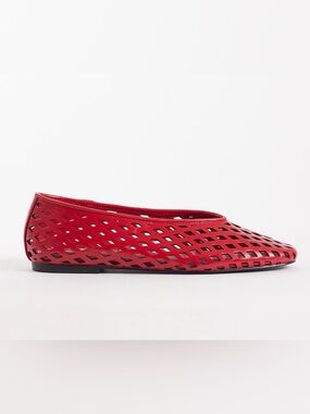 ASOS Red Laser Cut Ballet Flats | Pointed Toe | Statement Chic Flat